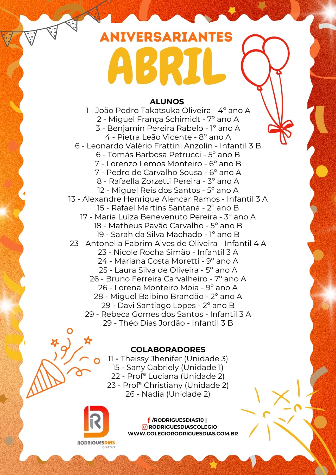 Calendário Escolar Caminho do Saber